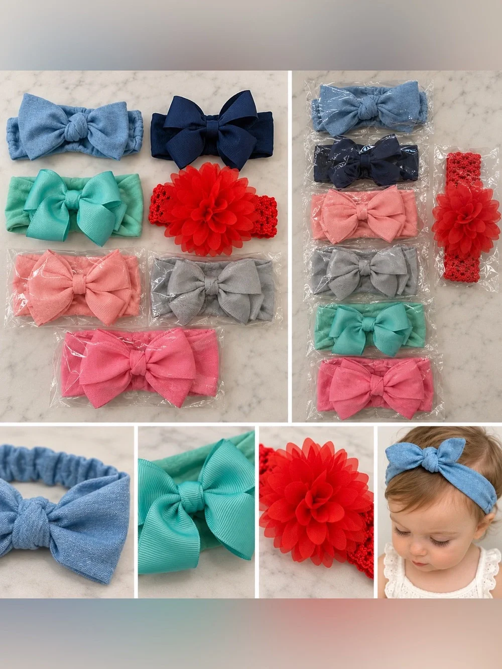 Infant Toddler Baby Girl Headbands Bow Floral Assorted Colors NWOT